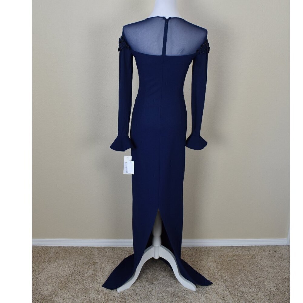 Teri Jon Rickie Freeman Long Navy Blue Formal Dress NEW 2 - Picture 5 of 11